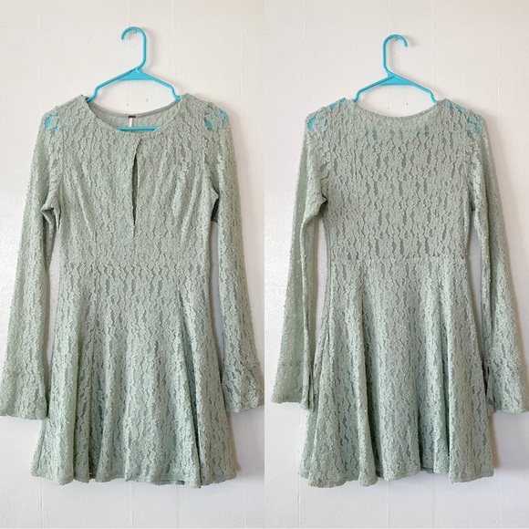 Free People Teen Witch Lace Dress in Foam Green - Picture 4 of 11